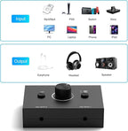 Dingsun 3.5mm Audio Switch, Stereo Audio Selector Box Passive Speaker Headphone Manual Selector with Volume Control (1 in-2 Out/ 2 in-1 Out)