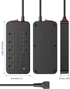 Otovoda Surge Protector Power Strip, 6 Ft Extension Cord with Multiple Outlets & 4 USB Ports (1 USB C PD20W), Multi Plug Extension Outlet Perfer for Home Office Workspace Bedroom, 3600 Joules, Black