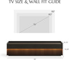 POVISON Fully-Assembled Mid Century Modern TV Stand, 78.74" Wood Media Console with Adjustable LED Light, Entertainment Center with Storage for Living Room
