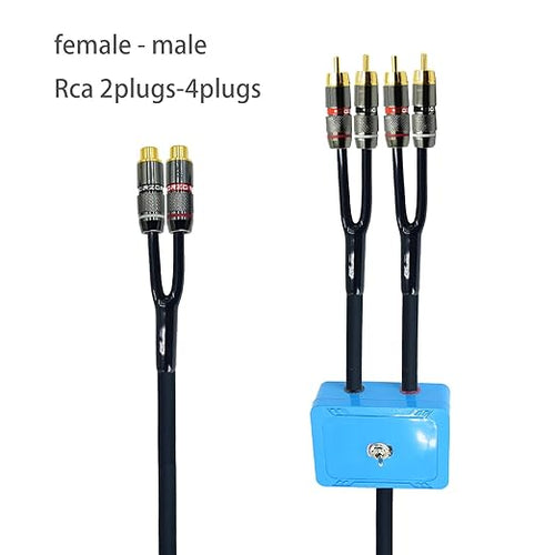 20ft Sound Channel swicher 2 Female to 4 Male RCA Switch Selector 2 in 1 Out R/L Stereo Audio 1 in 2 Out Stereo Audio Splitter with Mute Button No External Power Required CD Speaker DVD Player