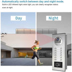 Wired Video Multifamily Apartment Intercom System,2/3/4/6/8/10/12 Units 7 inch Monitor Video Door Phone Kit,Video Doorbell, ID Card Unlock, 2 Way Audio for Home (1 doorbell + 12 monitor)