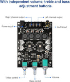 ARRAROWN ZK-1002T PRO 2.0 Channel Bluetooth 5.0 Amplifier Board 200W HiFi Subwoofer Audio AMP with Treble and Bass, BT USB and AUX Inputs, DC 12-24V 2.0 Channel Stereo AMP Module for DIY Speakers