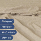 Split Head King Sheet Set – 4 Piece Flex Split Top King Sheets for Adjustable Beds - Fits 14” to 16" Mattress w/ Deep Pockets - Breathable & Cooling - Luxury Bedding and Wrinkle Free - Heathered Beige