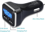 Jebsens 4.8A 24W Dual USB Car Charger Volt Meter Car Battery Monitor with LED Voltage & Amps Display, Cigarette Lighter Adapter, Compatible with iPhone 15 Pro Max Plus 14 Samsung Galaxy S24 iPad Pro
