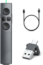 2 in 1 USB Type C Presentation Clicker with Green Light Pointer, Rechargeable Presentation Clicker Wireless Presenter Remote Clicker, 2.4GHz Clicker for Powerpoint Presentations, Google Slide Advancer