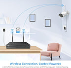 [100ft] Hiseeu Wireless WiFi Security Camera System, Wired Plug-in Powered, Expandable 16CH 4K NVR, 4Pcs 3MP Night Vision Cameras Home Surveillance Outdoor, Motion Detection, 1TB HDD, One-Way Audio