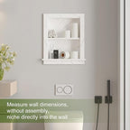 Recessed Medicine Cabinet,14x18 Bathroom Cabinet with Storage,Strong MDF in Wall Shower Niche,Bathroom Niche for Shower Wall for Home,Wall Niches Insert for Drywall,White Marble