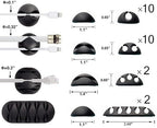 OHill Desk Cable Management Cord Organizer, 24 Pack Black Self Adhesive Cord Holder Cable Clips, Ideal Cable Organizer Wire Keeper for Desk, Nightstand, Phone Charger, Computer, Home, Office, Car