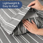 RV Short Queen Sheet Set 60 X 75 - 4 Piece RV Short Queen Bed Sheets - Soft, Breathable & Cooling - Designed for Bunks, Trailers & Campers - Fits 8” to 12" Mattress - Luxury Bedding - Grey Stripes 3