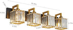 FDPBY Modern Bathroom Vanity Light 4-Lights Black Gold Crystal Wall Lamp Bathroom Modern Crystal Vanity Lighting