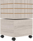 16" W * 16" D * 62" H - Slatwall Tower, Four Panel Slatwall Retail Fixture, Rotating Retail Display Rack (Gray Wood Grain)
