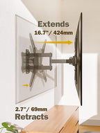 Mounting Dream UL Listed TV Wall Mount for Most 26-55 Inch TVs, Full Motion TV Mount with Perfect Center Design, Articulating Wall Mount TV Bracket Swivel and Tilt, Max VESA 400x400mm, Up to 77LBS