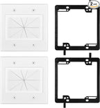 Kebulldola 2 Gang Wall Plate with Low Voltage Mounting Bracket, 2 Pair, Silicone Pass Through in Wall Hider, Cable Management Kit for HDMI Cables, Ethernet Cables, HDTV Home Theater System