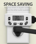 Fosmon Digital Timer for Electrical Outlets, Indoor 24 Hour Light Timer Programmable, Mini Plug in Outlet for Lamps, Fans, Grow Lights, 2 On/Off Programs, 15A/1875W, ETL Listed