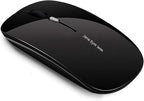Uciefy Q5 Slim Rechargeable Wireless Mouse, 2.4G Portable Optical Silent Ultra Thin Wireless Computer Mouse with USB Receiver and Type C Adapter, Compatible with PC, Laptop, Notebook, Desktop Black