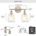 Shenmoyl Bathroom Light Fixtures, 2-Light Vanity Wall Light Over Mirror with Clear Tulip Glass Shade for Bedroom Living Room (Bulb Not Included), Satin Nickel