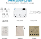 250W Conversion Plug, International Travel Converter with 2 USB and 2 USB-C Ports, lowering 220V to 110V for 100V-240V Areas and Different Countries Plugs Using US Electrical Devices