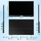 InnoView Portable Monitor 15.6" 1080P for Laptop with Protective Sleeve, Built-in 90° Adjustable Stand USB C HDMI Ultra-Slim Portable Laptop Monitor for MacBook Phone PS Xbox Switch