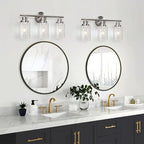 Unicozin 3 Light Vanity Lights, Brushed Nickel Wall Sconce Light with Clear Glass, Bathroom Light Fixtures, Wall Lights for Mirror, Living Room, Bedroom, Hallway, E26 Base (Bulbs Not Included)