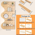 Wooden Wall Organizer - Versatile Hanging Display Panel for Home & Office, Entryway & Kitchen Storage Solution, Perforated Wood, Green (23.6"x47.2")