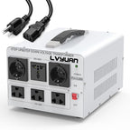 LVYUAN Heavy Duty 3000W Watt Voltage Transformer Converter Step Up/Down Converter 110/120 Volt - 220/240 Volt with 3 US,2 European,1 Universal Outlets and CE Certified,Circuit Break Protection