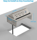 Recessed Conference Table Power Hub with 20W USB-C PD Fast Charging, Flush Mounted for Desks, Kitchens & RVs, 6FT Power Cord (Golden)