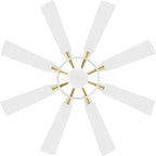 ELEHINSER 60 Inch Ceiling Fan with Lights and Remote Control, 8 Plywood Blades, 6-Speed Noiseless Reversible DC Motor, 3CCT, Windmill Ceiling fan for Kitchen Bedroom Living Room, Brass and White