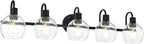 WINSHEN 5-Lights Black Bathroom Vanity Light Fixtures Over Mirror, Modern Vanity Wall Sconce Lighting with Globe Seeded Glass Lampshades for Bedroom Kitchen Hallway