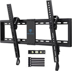 PERLESMITH UL Listed TV Mount for Most 37-85 inch TV, Universal Tilt TV Wall Mount Fits 16”- 24” Wood Stud with Loading 132 lbs & Max VESA 600x400mm, Low Profile Flat Wall Mount Bracket PSLTK1