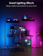 boostool 2 Pack Corner Floor Lamp, 65" RGB LED Corner Lamp, Color Changing Ambient Lighting with Music Sync - App and Remote Control LED Lamp for Bedroom, Living Room, Gaming Room