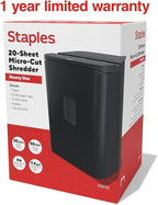 Staples 20-Sheet Micro-Cut Shredder – High-Security Document & Credit Card Shredding for Offices