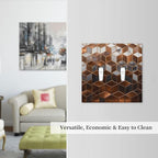 Bvtewkhz Brown Abstract Luxury Modern Geometric Cubic Marble 2 Gang Double Toggle Decorative Light Switch Covers Electrical Faceplate Switch Plates for Bathroom Kitchen Home
