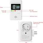 Combination Natural Gas & Carbon Monoxide Detectors,4-in-1 Real-time Display & Monitor,Low-Concentration Detect,Plug in Propane Detector & CO Alarm, for Home,Camping,RV,Apartment