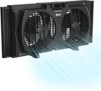 Comfort Zone Window Fan for Bedroom, 9 inch 3 Speed Dual Fans with Auto-Locking Expanders, Window Exhaust Fan, Removeable Bug Screen, Black