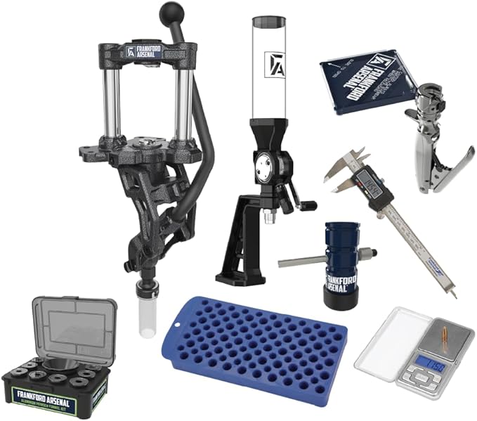 Frankford Arsenal F-1 Single Stage Press and Reloading Accessories with Powder Measure, Hand Primer, for Reloading, Seating, and Gunsmithing