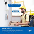 Tapo 1080p Indoor/Outdoor Security Camera - Free Person/Motion/Baby Cry Detection, Color Night Vision, IP65 Weatherproof, SD/Cloud Storage, Works w/Alexa & Google Home HybridCam, Black