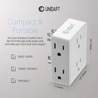 Unidapt Multi Plug Outlet Splitter, Multiple Outlets Extender Adapter with 6 AC Power Socket, Side Splitter Box, Wall Tap Plug Expander for Home Hotel Office Dorm Essentials, 2-Pack