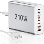 USB C Charger Block 200W, GaN 8-Port USB-C PD Fast Charging Station Desktop Hub, PD65W Laptop Charge Adapter Compatible with MacBook Pro/Air/DELL/Steam Deck/iPhone 16/15/Galaxy S22/S23
