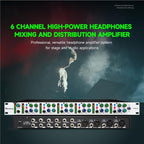 Bolanle PH6000 6-Channel Headphone Mixing Distribution Amplifier High-Power Headphone Amplifier 3.5mm & 6.35mm Jacks
