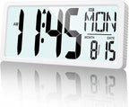XREXS Large Digital Wall Clock Battery Operated with Backlight, 15" LED Large Display Timer with Temperature Date Week Auto DST Adjustable Brightness, Alarm Clock for Classroom, Livingroom, Office