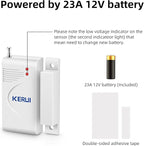 KERUI Standalone Home Office Shop Security Alarm System Kit,Wireless Loud Indoor/Outdoor Weatherproof Siren Horn with Remote Control and Door Contact Sensor,Motion Sensor,Up to 115db,NO WiFi/GSM/APP