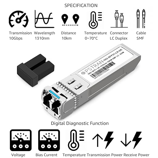 OPSTRAN 10GBASE-LR SFP+ Optical Transceiver Module Compatible with Dell 409-10140 407-BBOP 331-5310 Dell Force10 GP-10GSFP-1L 10G SFP+ LR 1310nm 10km DDM Duplex LC SMF