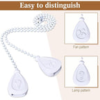 Patelai 4 Pieces Ceiling Fan Pull Chain Extender Ornament 12 Inch Ceiling Pull Chain Extension Classic Drop Shaped Pendant Beaded Ball Cord for Fan light lamp decorative with Connector(White)