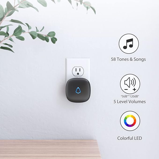 Door Chime, METAK Wireless Door Open Contact Sensor Alarm with 500 FT Range, 58 Chimes and 5 Volume Levels for Business/Store/Home/Office When Entering, 1 Transmitter + 1 Plug-in Receiver