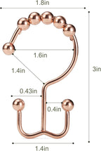 Shower Curtain Hooks, Goowin Shower Curtain Rings, Stainless Steel Shower Curtain Hooks Rust Proof Free Sliding Double Shower Hooks for Curtain, Shower Curtains & Liners (Rose Gold)