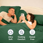 Split Head King Sheet Set – 4 Piece Flex Split Top King Sheets for Adjustable Beds - Fits 14” to 16" Mattress w/ Deep Pockets - Breathable & Cooling - Luxury Bedding and Wrinkle Free - Emerald Green