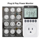 KETOTEK Watt Meter Plug-in Socket Power Meter, Kilowatt Wattage Voltage Tester, Home Electricity Usage Monitor with Overload Protection, LCD Display Energy Voltage Amps Power Consumption Monitor