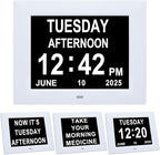 Jaihonda Dementia Clocks for Seniors Large Display Digital Clock with Date and Day of Week for Elderly 8 Alarm Options Digital Clocks with Large Number-7 Inch White