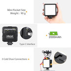 ULANZI VL49 2000mAh LED Video Light w 3 Cold Shoe, Rechargeable Soft Light Panel, Portable Photography Lighting for DJI OSMO Sony DSLR Canon Camera GoPro Vlogging
