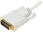 StarTech.com 10ft Mini DisplayPort to DVI Adapter Cable - Mini DP to DVI Video Converter - MDP to DVI Cable for Mac/PC 1920x1200 - White (MDP2DVIMM10W)